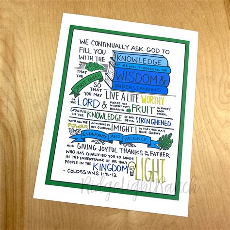 Colossians 1 9b 12 Fill You With Knowledge Digital Download Ridge