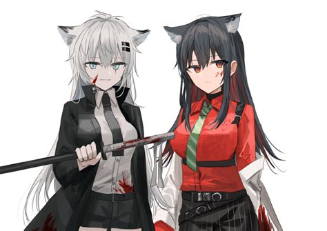 Safebooru 2girls Animal Ear Fluff Animal Ears Arknights Bangs Black