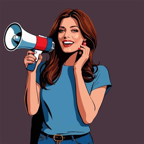 Premium Vector Woman Holding Megaphone Shouting Out Communication