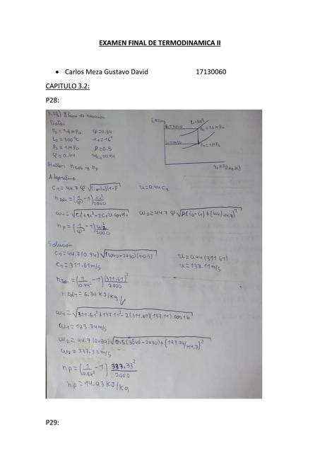 Examen Final Termodinamica Ii Gustavo David Carlos Meza Udocz