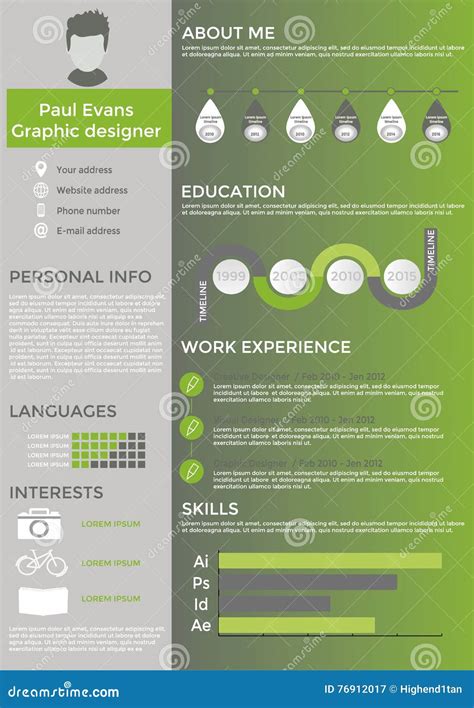 Dise O Infographic Del Curriculum Vitae Plano Ilustraci N Del Vector