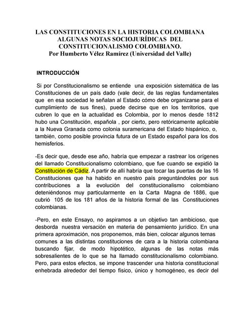 Las Constituciones En La Historia Colombiana Las Constituciones En La Historia Colombiana