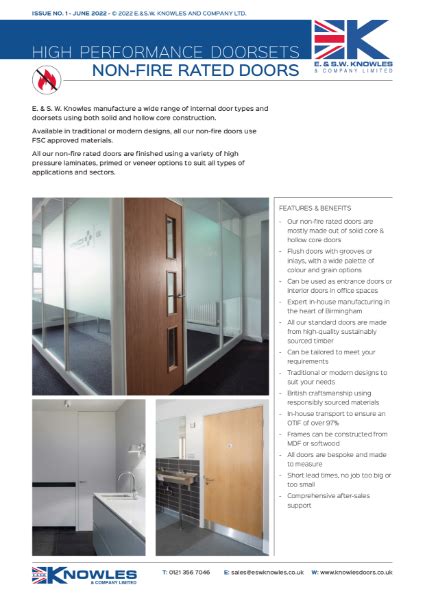 Hollow Core And Solid Core Non Fire Rated Door Data Sheet NBS Source