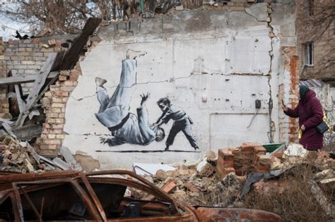 Banksy art appears amid war ruins in Ukraine | KFOR.com Oklahoma City