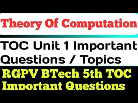 Rgpv Toc Unit Important Questions Theory Of Computation Unit