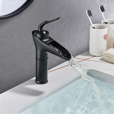 Luxury Black Waterfall Bathroom Sink Basin Faucet Single Handle Hot And ...