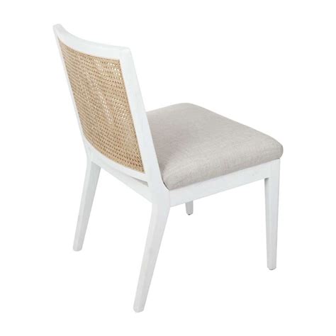 Kane White Rattan Dining Chair Natural Linen Cut Price Furniture