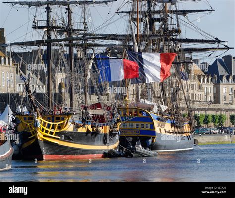 L Hermione Frigate And Etoile Du Roy Three Masted Square Corsair