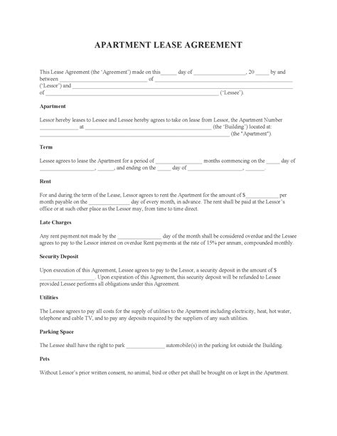 Free Printable Apartment Lease Agreement Printable Templates