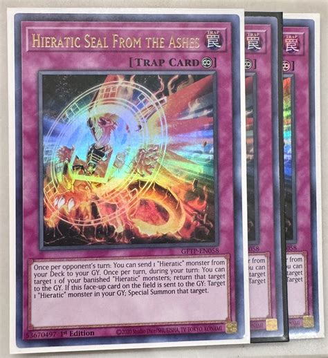 3x Hieratic Seal From The Ashes 1st Edition Ultra Rare GFTP EN058 Yu Gi