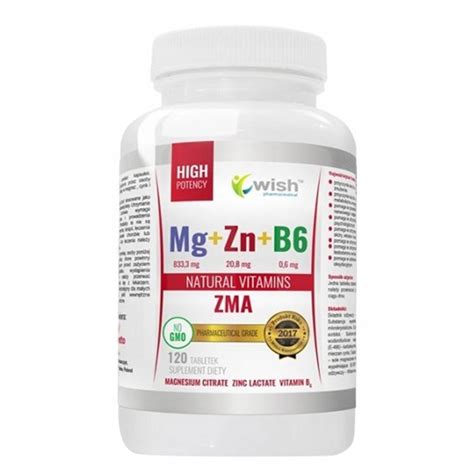 ZMA MAGNEZ CYNK B6 CYTRYNIAN 120 Tab WITAMINY WISH 11787446327 Allegro Pl