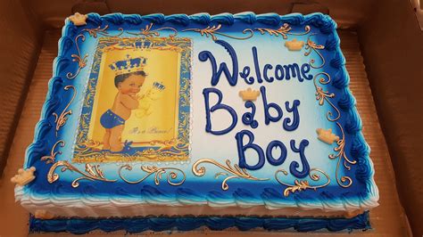 Calumet Bakery Gold And Royal Blue Prince Sheet Cake Blue Baby Shower