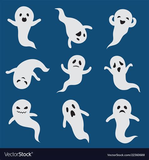 Scary Ghosts Cute Halloween Ghost White Royalty Free Vector