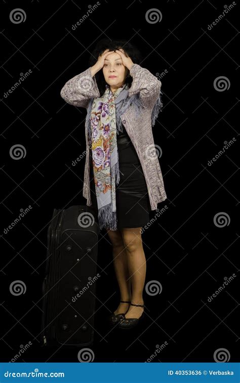 Disappointed Mature Woman Panics Stock Photo Image Of Travel Anguish 40353636
