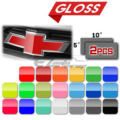 2Pcs 5"x10" Chevy Emblem Bowtie Gloss Black Vinyl Wrap Sticker Decal ...