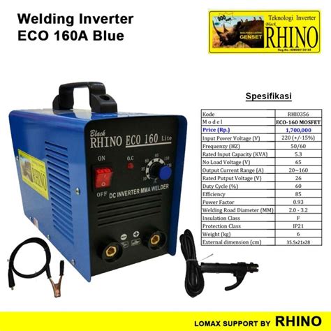 Rhino Mesin Trafo Las Listrik ECO 160 Mosfet MMA 160A Lazada Indonesia