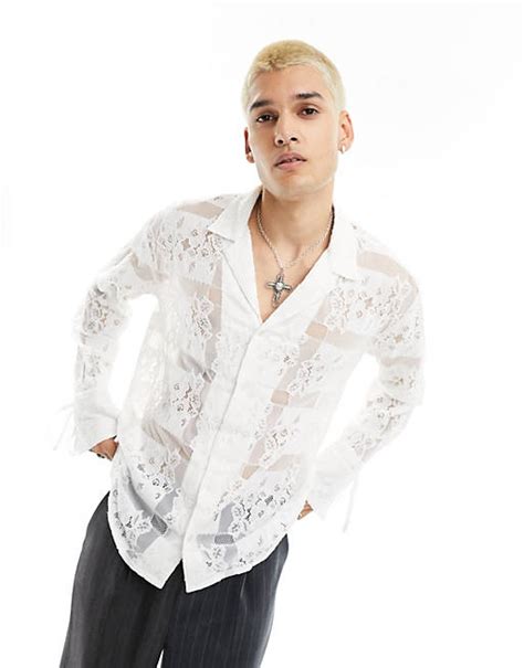 Reclaimed Vintage Limited Edition Long Sleeve Lace Patchwork Shirt With