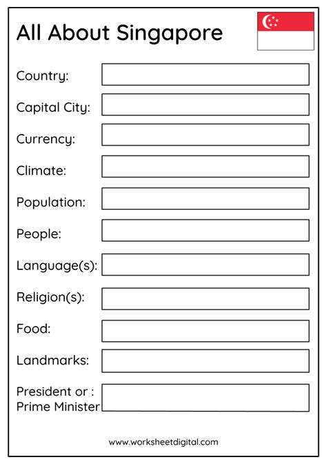 All About Singapore Worksheet Digital