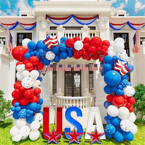 Red Blue White Balloon Garland Arch Kit 4th Of July Party Etsy