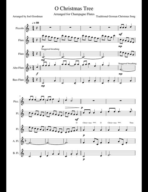 O Christmas Tree Flute Choir Sheet Music For Flute Piccolo Download