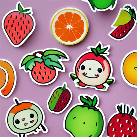 Kawaii Fruit Stickers · Creative Fabrica