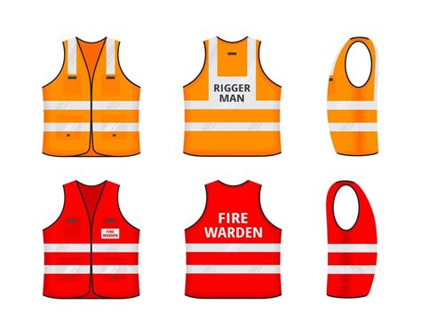 Safety Reflective Vest With Labels Tag Flat Style Design Vector