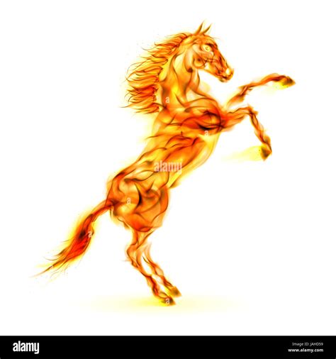 Fire Horse Rearing Up Illustration On White Background Stock Photo Alamy