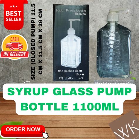 High Quality Syrup Glass Bottle Container With Pump 1100ml 10cc Corn