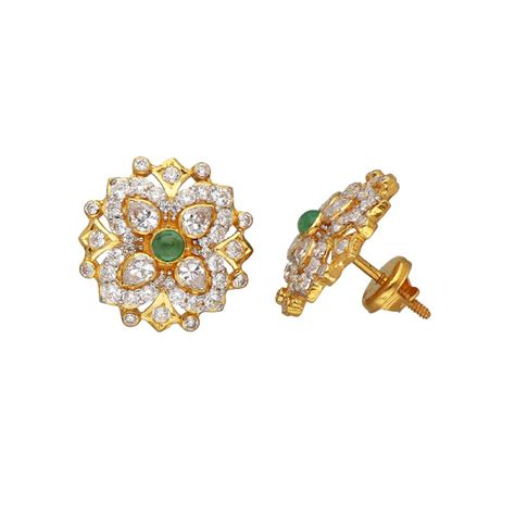 Buy Vaibhav Jewellers 22K Precious Pachi Work Gold Studs 75VG984 Online