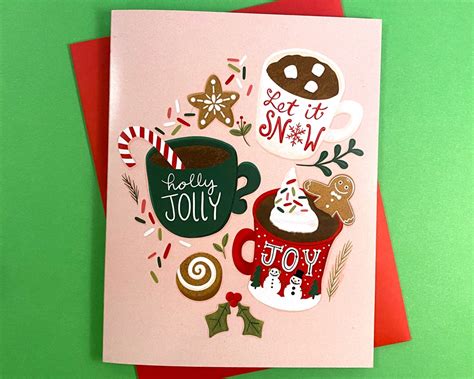 Hot Cocoa Christmas Card Holiday Cards With Envelopes Christmas