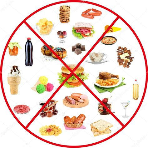10 Alimentos Não Saudaveis - Colagem de alimentos não saudáveis — Foto © belchonock #29786085