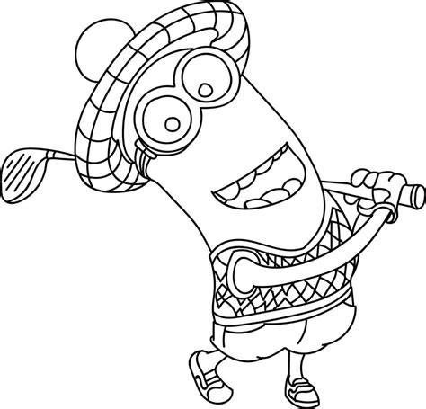 Desenho De Kevin Do Minions Jogando Golfe Para Colorir