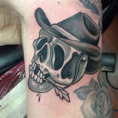 Stylized Cowboy Skull In Black And Grey By Abel Killian Lucky Rva