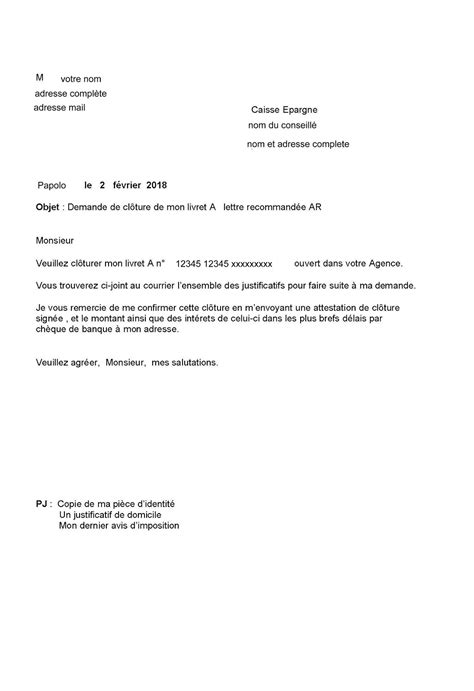 Lettre De Cloture De Livret A Moseia