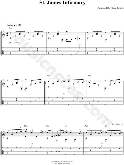 Louis Armstrong St James Infirmary Guitar Tab In C Major Download And Print Sku Mn0050385