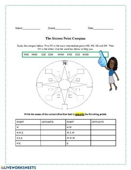 16 point compass worksheet by Dale Marshall | TPT