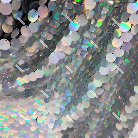 Iridescent Silver Paillette Sequins Metallic Fabric Oneyard