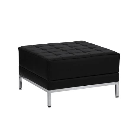 Contemporary Black Leather Ottoman – Welcome Center Furniture by Envisionary Images