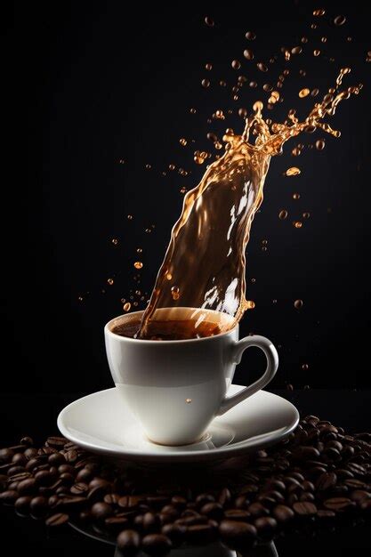 Premium AI Image Cup Of Coffee With Splashes Flying In The Air And