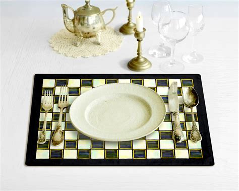 Black Checkerboard Placemat Checkered Farmhouse Decor Retro Etsy