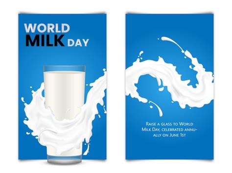 Premium Vector | A poster for world milk day with a glass of milk.