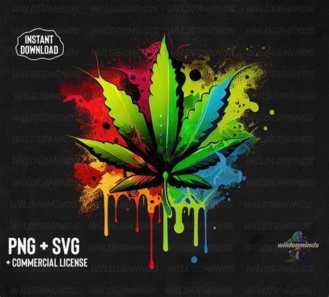 Trippy Weed Leaf Design With Transparent Background for Printing on T ...