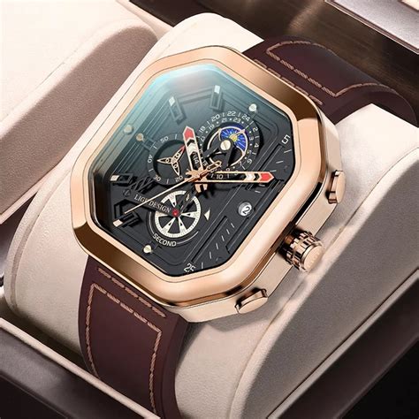 Lige New Fashion Square Dial Leather Mens Watches Lige Watch