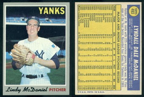 56043 1970 Topps 493 Lindy McDaniel Yankees NM EBay