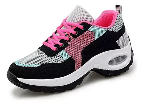 Tenis Casuales Transpirables Para Mujer Negro Meses Sin Inter S