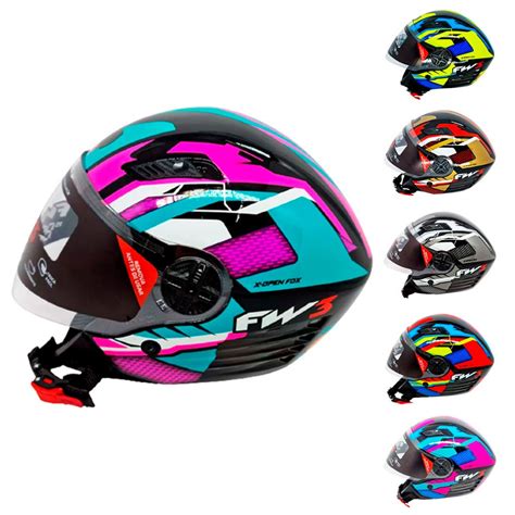 Capacete Para Moto Aberto X Open Up Fox Fw3 Óculos Interno Shopee Brasil