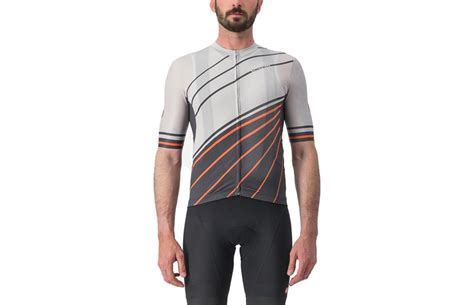 Castelli Speed Strada Jersey Men Moon Gray Dark Gray Scarlet Ibis Online