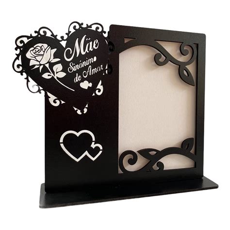 Porta Retrato Mãe sinônimo de Amor Vertical MDF Rosa Baby