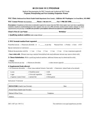 Fillable Online Medical Documentation For WIC Formula And Authorized