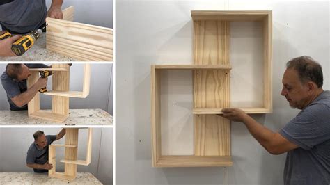 A Man Working On Some Shelves In A Room